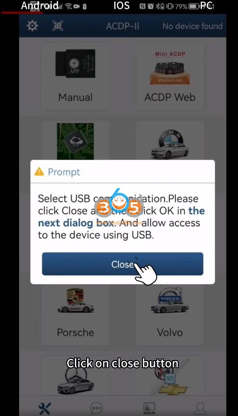 connect yanhua acdp2 with Android via USB 5