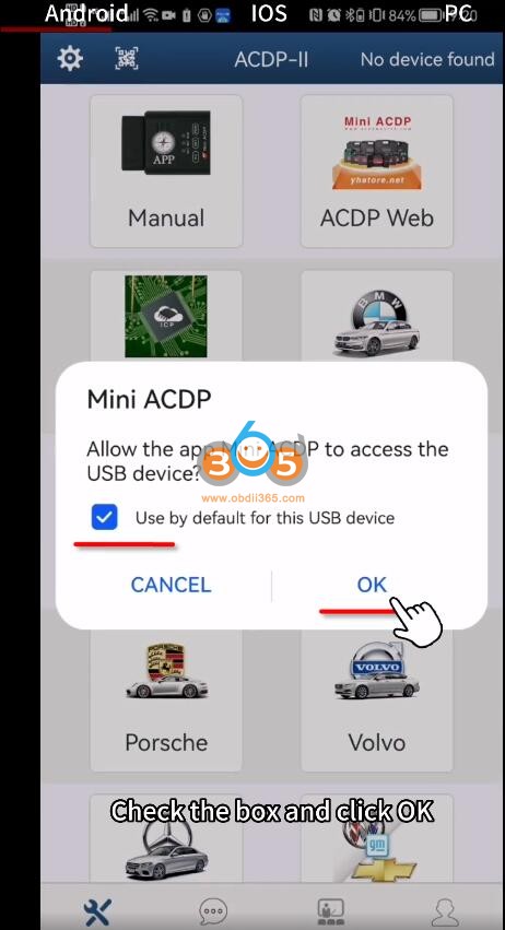 connect yanhua acdp2 with Android via USB 6