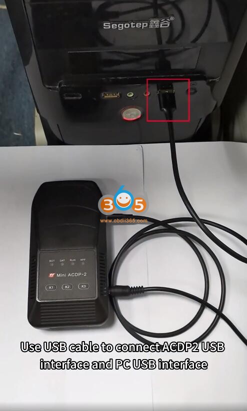 connect yanhua acdp2 with PC via USB 3